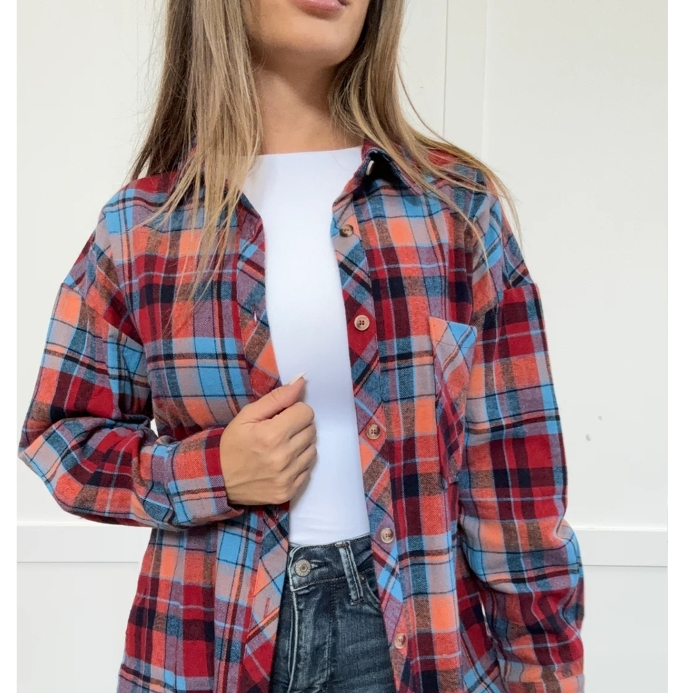 Plaid Button Down Shirt for Women